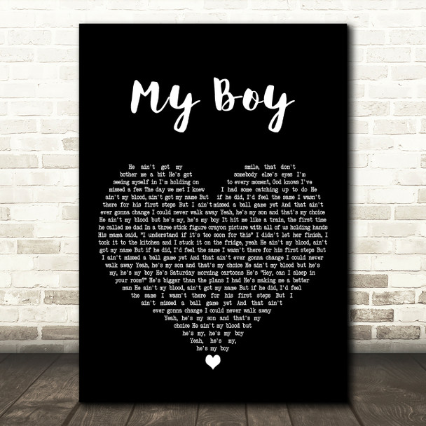 Elvie Shane My Boy Black Heart Decorative Wall Art Gift Song Lyric Print