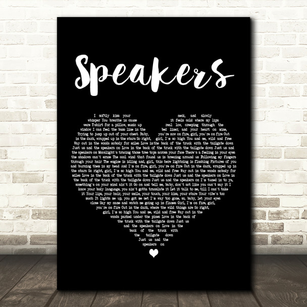 Sam Hunt Speakers Black Heart Decorative Wall Art Gift Song Lyric Print