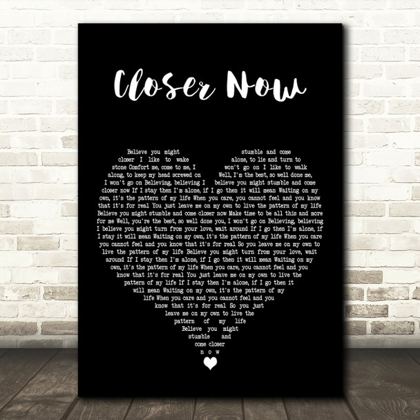 Keane Closer Now Black Heart Decorative Wall Art Gift Song Lyric Print