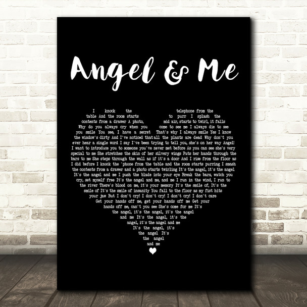 Toyah Angel & Me Black Heart Decorative Wall Art Gift Song Lyric Print