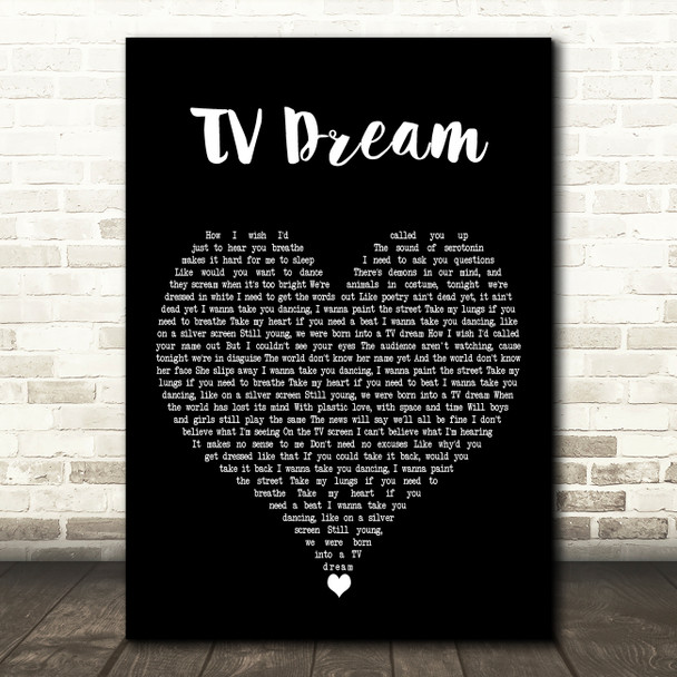 Larkins TV Dream Black Heart Decorative Wall Art Gift Song Lyric Print