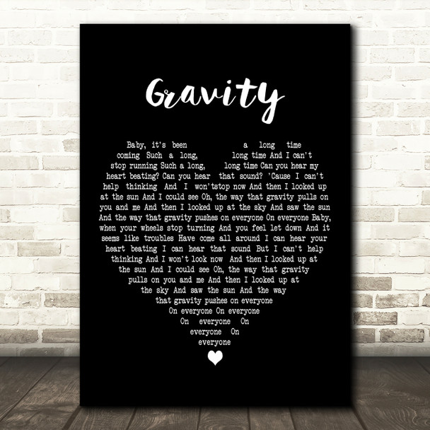 Coldplay Gravity Black Heart Decorative Wall Art Gift Song Lyric Print