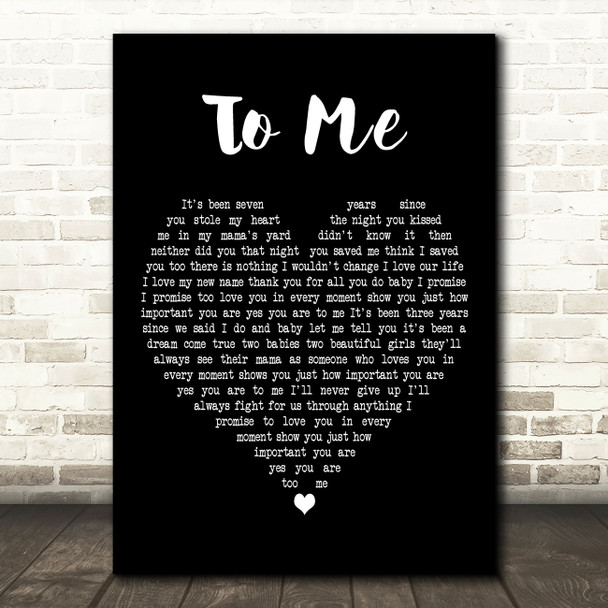 Jessie K. To Me Black Heart Decorative Wall Art Gift Song Lyric Print