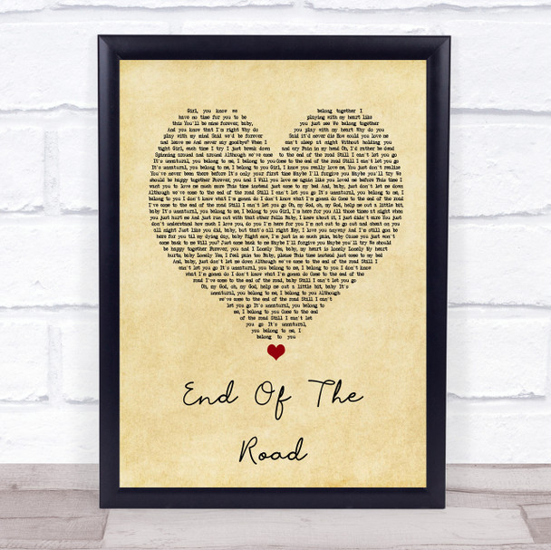 Boyz II Men End Of The Road Vintage Heart Song Lyric Quote Print