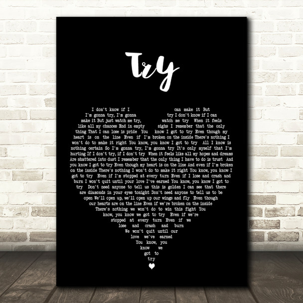 Rick Astley Try Black Heart Decorative Wall Art Gift Song Lyric Print