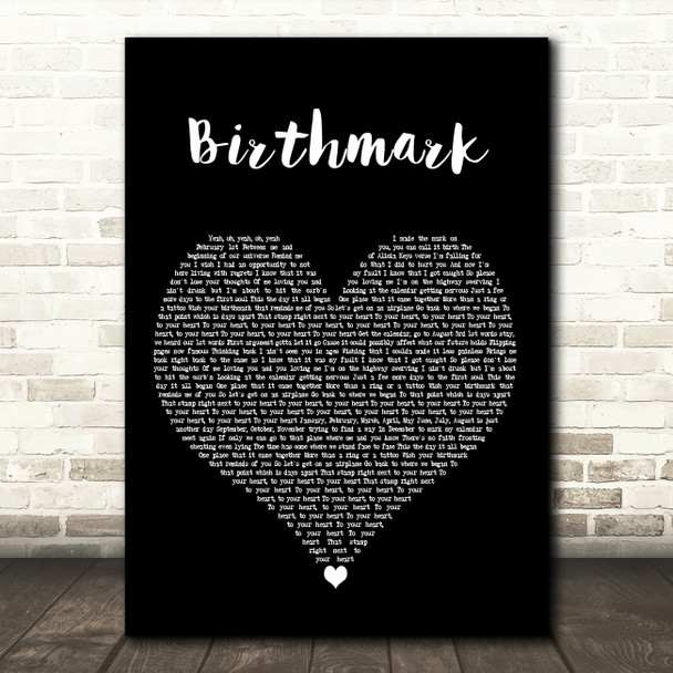 Akon Birthmark Black Heart Decorative Wall Art Gift Song Lyric Print