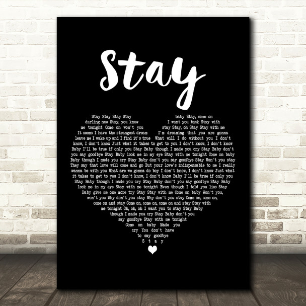 Eternal Stay Black Heart Decorative Wall Art Gift Song Lyric Print