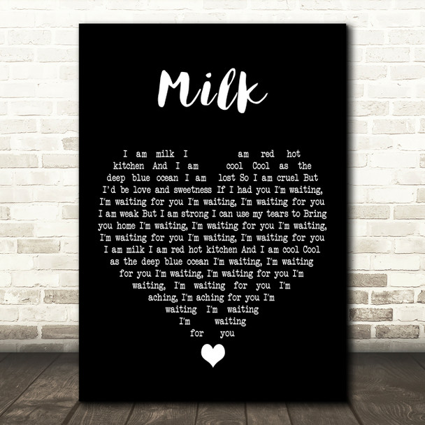 Garbage Milk Black Heart Decorative Wall Art Gift Song Lyric Print