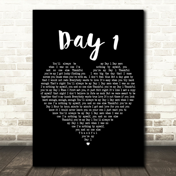 HONNE Day 1 Black Heart Decorative Wall Art Gift Song Lyric Print