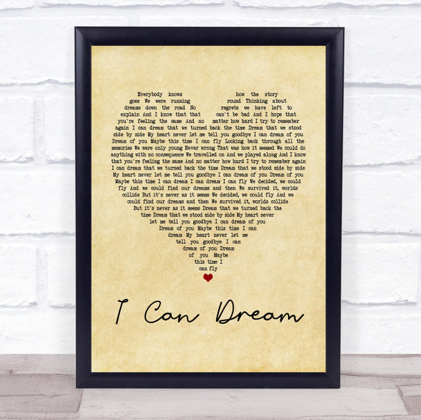 Boyzone I Can Dream Vintage Heart Song Lyric Quote Print