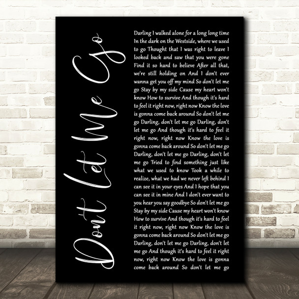Armin Van Buuren Don't Let Me Go Black Script Decorative Wall Art Gift Song Lyric Print