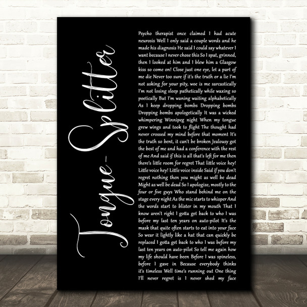 Protest The Hero Tongue-Splitter Black Script Decorative Wall Art Gift Song Lyric Print