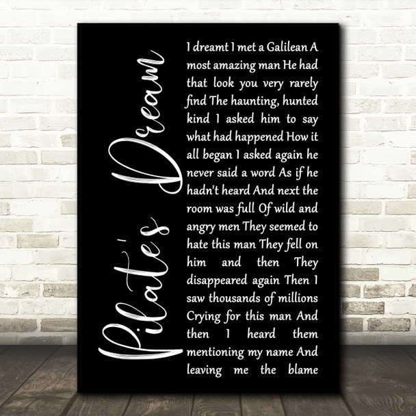 Barry Dennen Pilate's Dream Black Script Decorative Wall Art Gift Song Lyric Print