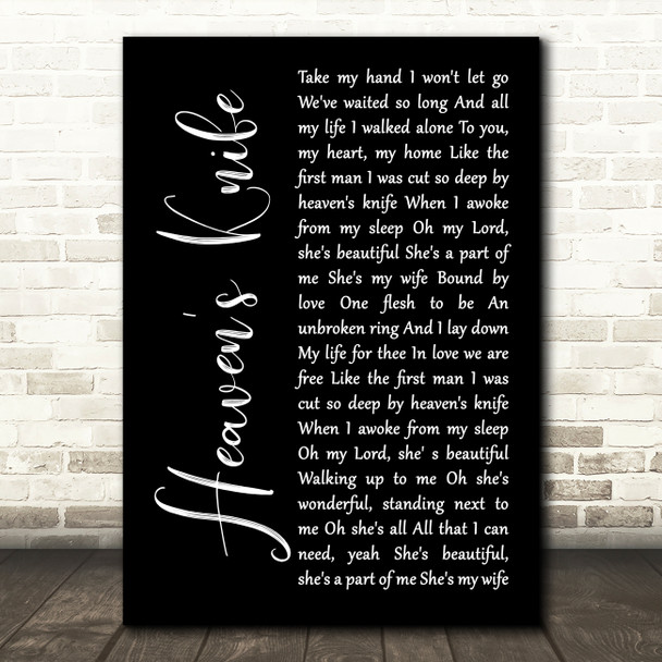 Josh Garrels Heaven's Knife Black Script Decorative Wall Art Gift Song Lyric Print