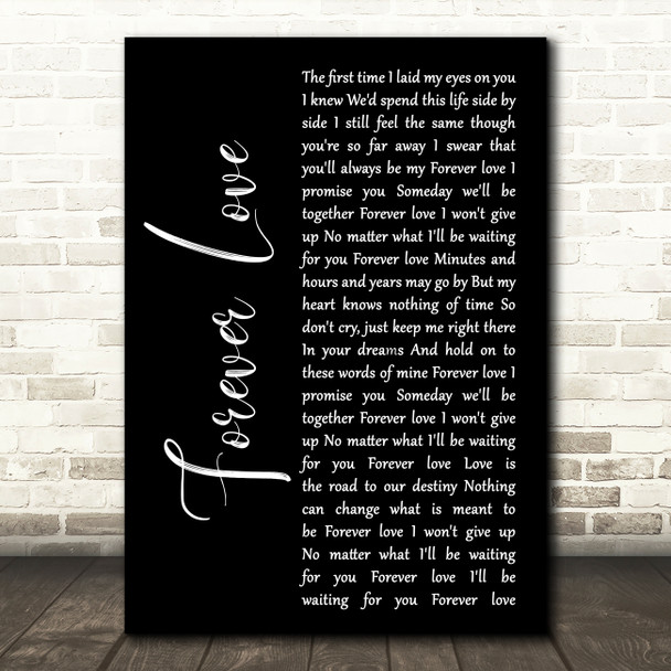 Reba McEntire Forever Love Black Script Decorative Wall Art Gift Song Lyric Print