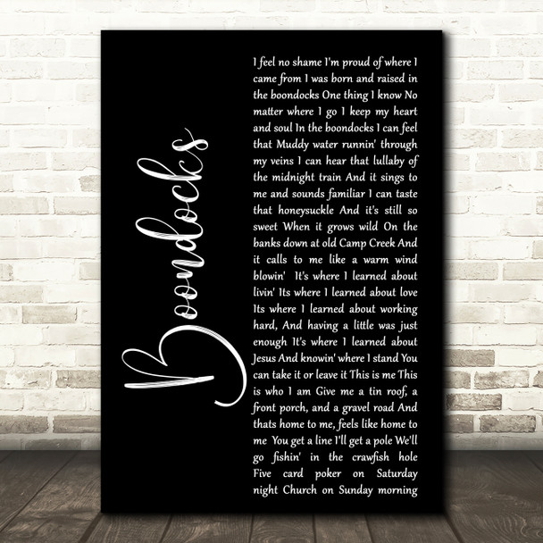 Little Big Town Boondocks Black Script Decorative Wall Art Gift Song Lyric Print