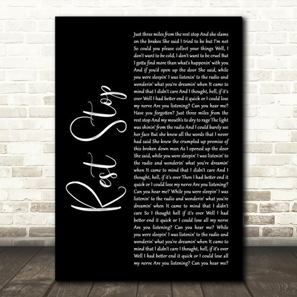 Matchbox Twenty Rest Stop Black Script Decorative Wall Art Gift Song Lyric Print