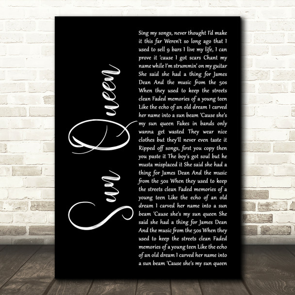 Gerry Cinnamon Sun Queen Black Script Decorative Wall Art Gift Song Lyric Print