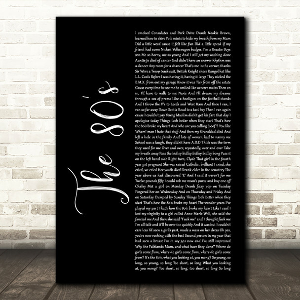 Robbie Williams The 80's Black Script Decorative Wall Art Gift Song Lyric Print