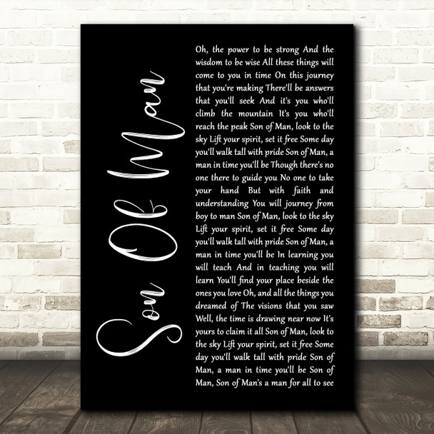 Phil Collins Son Of Man Black Script Decorative Wall Art Gift Song Lyric Print
