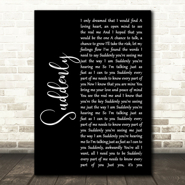 Angry Anderson Suddenly Black Script Decorative Wall Art Gift Song Lyric Print