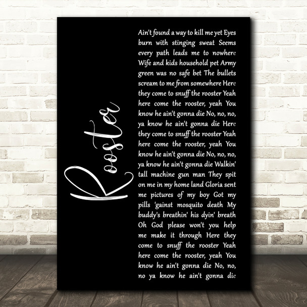 Alice In Chains Rooster Black Script Decorative Wall Art Gift Song Lyric Print