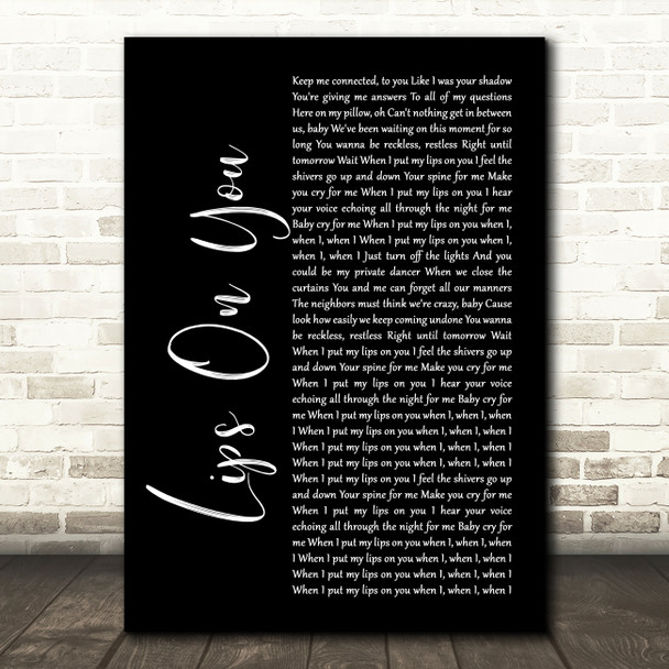 Maroon 5 Lips On You Black Script Decorative Wall Art Gift Song Lyric Print