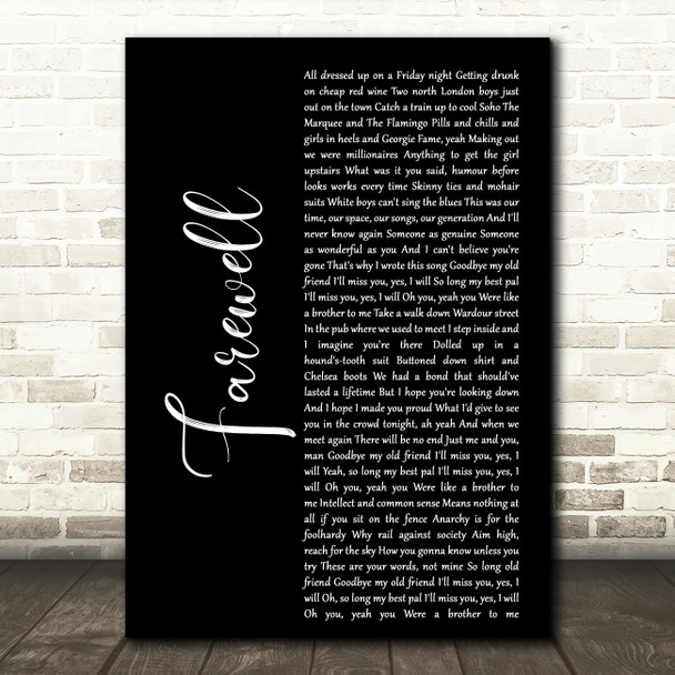 Rod Stewart Farewell Black Script Decorative Wall Art Gift Song Lyric Print