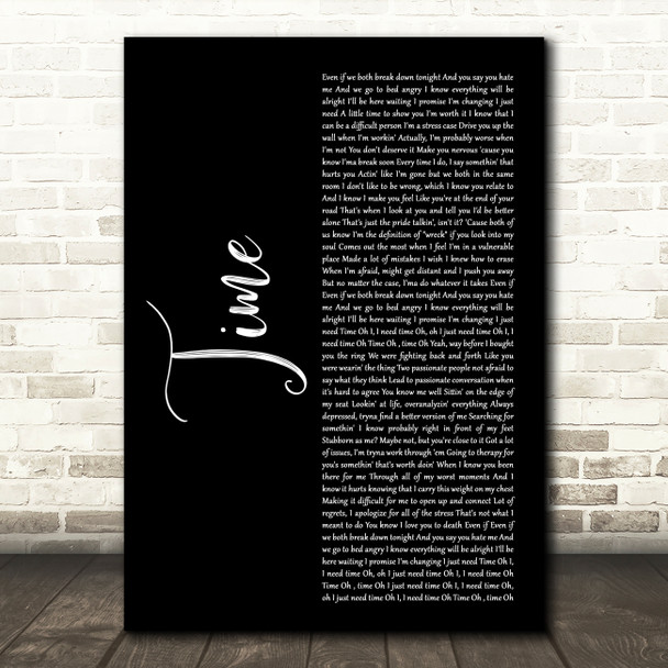 NF Time Black Script Decorative Wall Art Gift Song Lyric Print