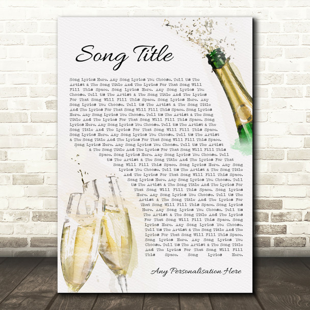 Celebration Champagne Toast Any Song Lyric Personalised Music Wall Art Print