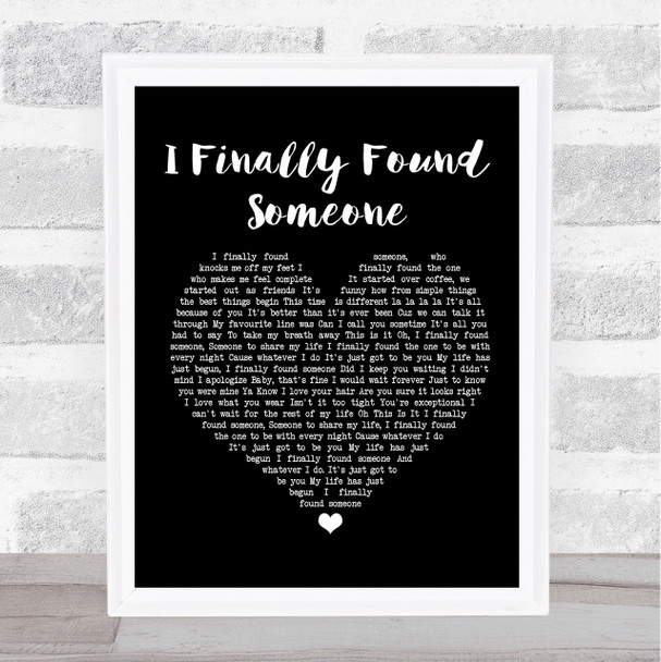 Bryan Adams Barbra Streisand I Finally Found Someone Heart Song Lyric Print