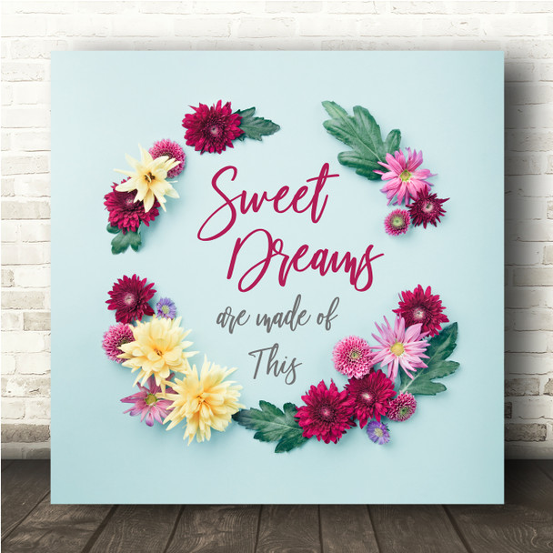 Eurythmics Sweet Dreams (Are Made Of This) Burgundy Floral Wreath Square Music Song Lyric Art Print