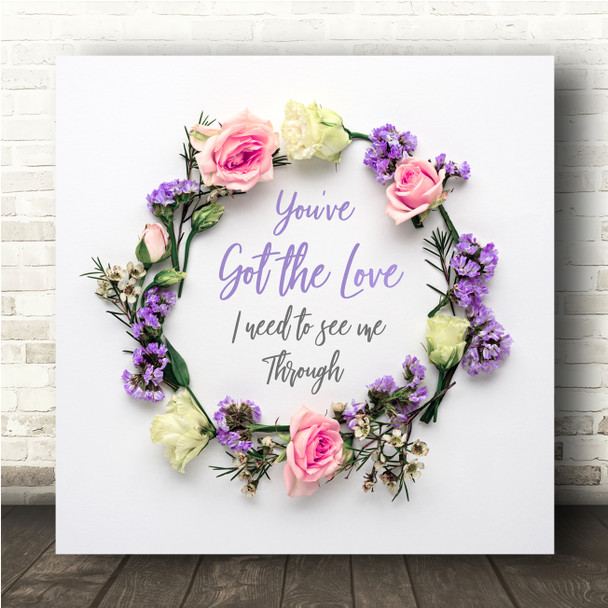 Florence + The Machine You've Got The Love Pink Floral Wreath Square Music Song Lyric Art Print