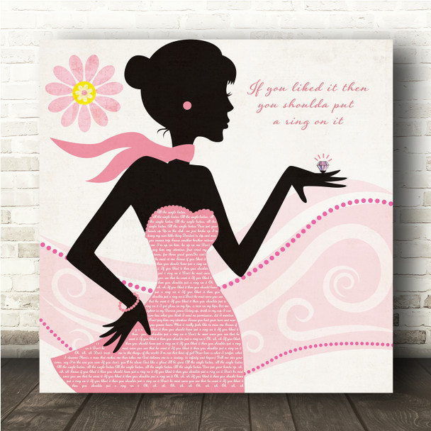 Beyoncé Single Ladies (Put A Ring On It) Pink Dress s Square Music Song Lyric Art Print
