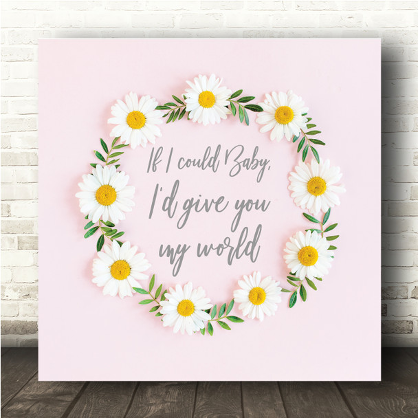 Fleetwood Mac Go Your Own Way Daisy Floral Wreath Square Music Song Lyric Wall Art Print