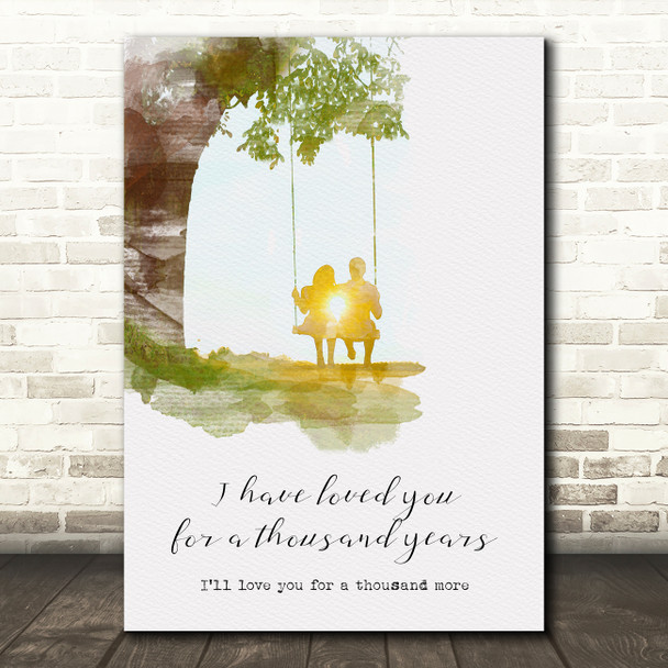 Christina Perri A Thousand Years Watercolour Couple On Swing Music Song Lyric Art Print