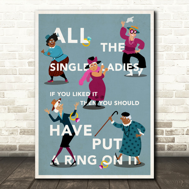Beyoncé Single Ladies (Put A Ring On It) Blue Dancing Women Music Song Lyric Art Print