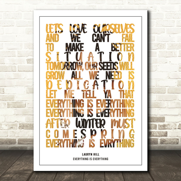 Lauryn Hill Everything Is Everything Gold Typography Music Song Lyric Wall Art Print