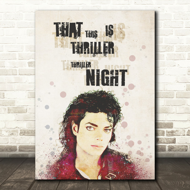 Michael Jackson Thriller Distorted Wording Splatter Music Song Lyric Wall Art Print