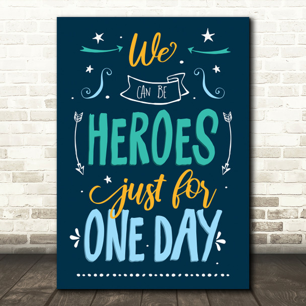 David Bowie Heroes Blue Stars And Arrows Music Song Lyric Wall Art Print