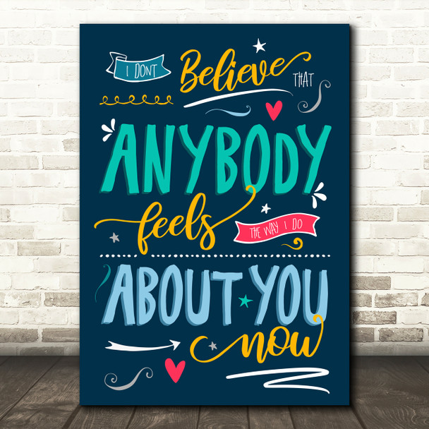 Oasis Wonderwall Blue Typography Music Song Lyric Wall Art Print