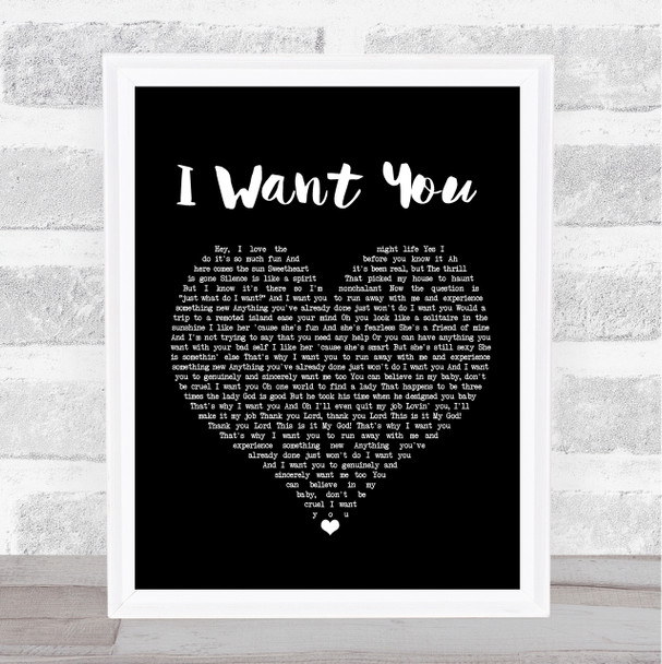 Cee Lo Green I Want You Black Heart Song Lyric Quote Print