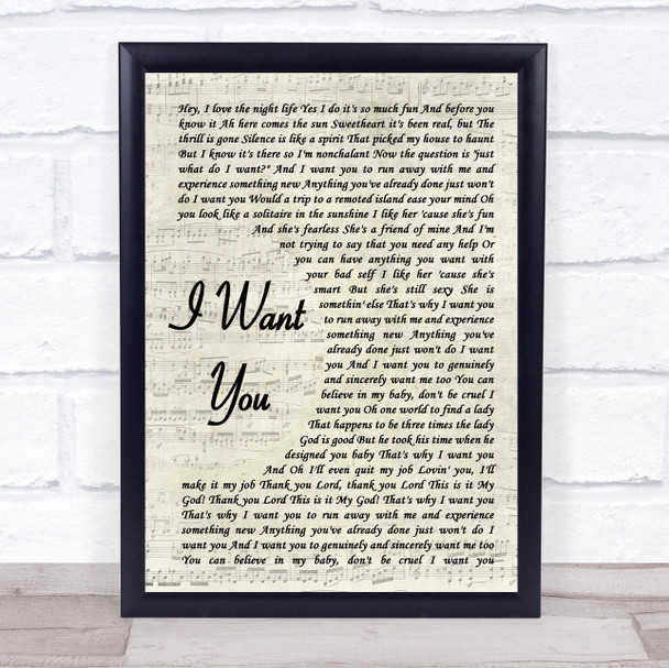 Cee Lo Green I Want You Vintage Script Song Lyric Quote Print