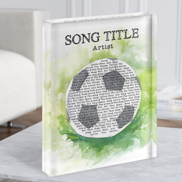 Football Watercolour Soccer Ball Any Song Lyric Acrylic Block