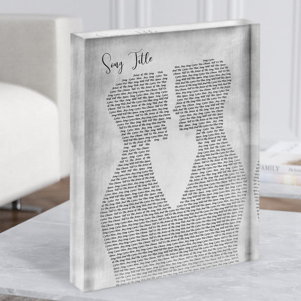 Two Men Gay Couple Wedding Grey Any Song Lyric Acrylic Block