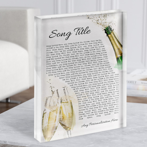 Celebration Champagne Toast Any Song Lyric Acrylic Block