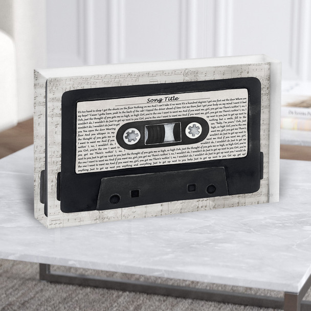 Music Script Cassette Tape Any Song Lyric Acrylic Block