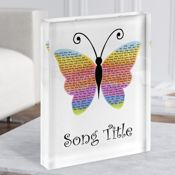 Rainbow Butterfly Any Song Lyric Acrylic Block