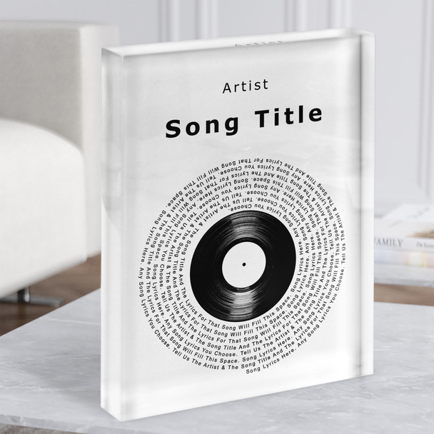 Vinyl Record Any Song Lyric Acrylic Block