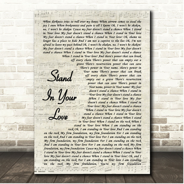 Josh Baldwin Stand In Your Love Vintage Script Song Lyric Print